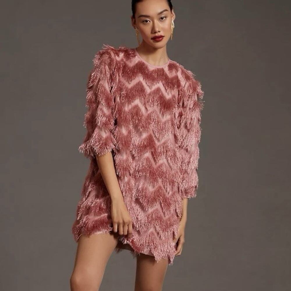 Hutch Pink Fringe Mini Dress